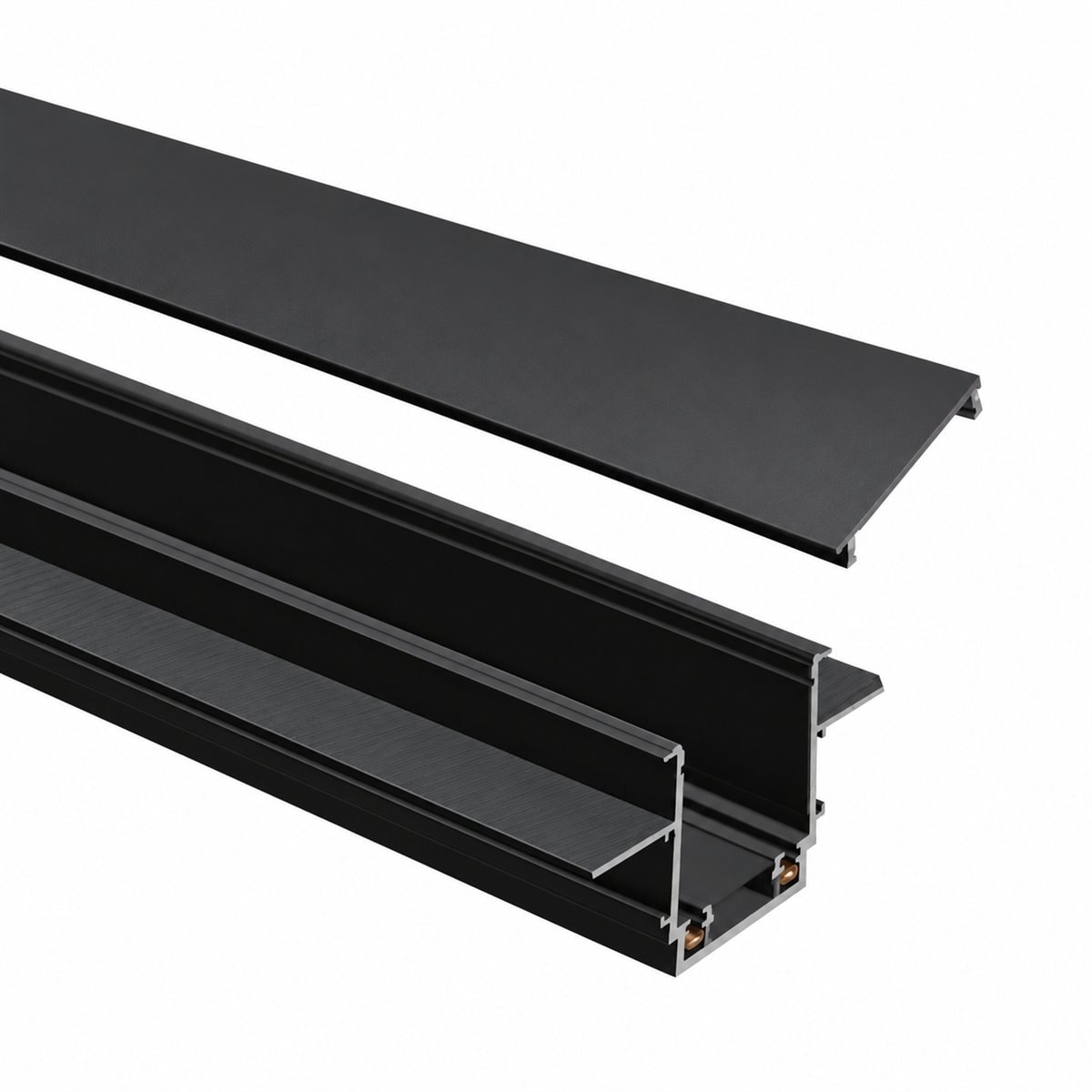 Thanh ray nam châm lắp âm kèm nắp nhựa NMG2-RR Panasonic trên nền trắng, ảnh sản phẩm chính diện