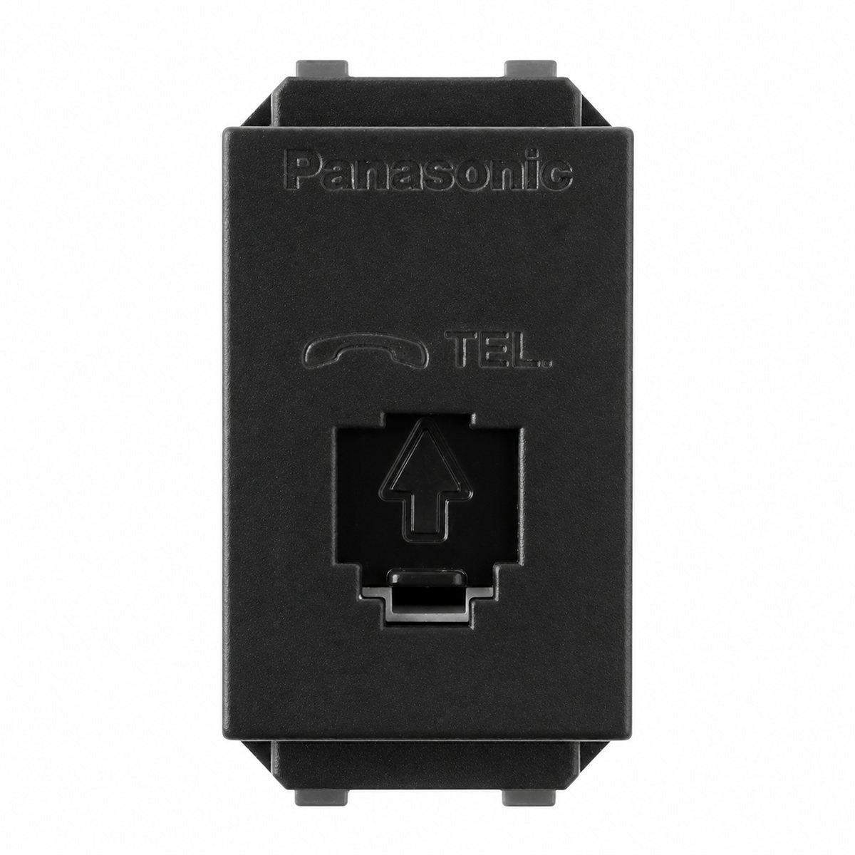 Ổ cắm điện thoại 4 cực Gen-X Panasonic trên nền trắng, ảnh sản phẩm chính diện
