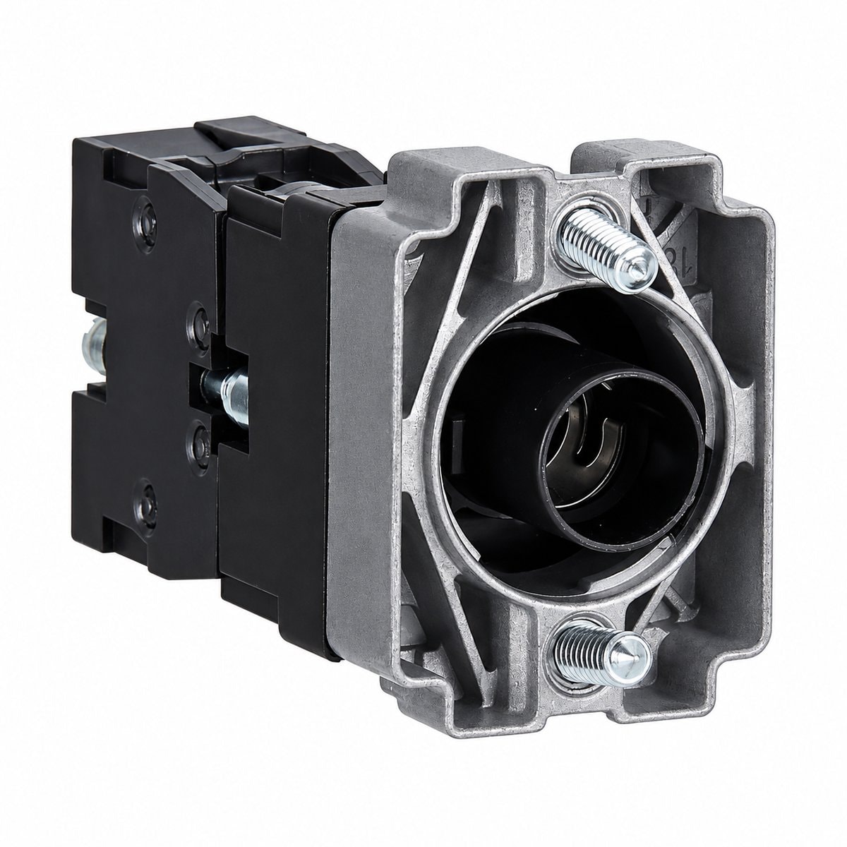 Thân nút có đèn cấp trực tiếp Easy Harmony XB2 Schneider trên nền trắng, ảnh sản phẩm chính diện