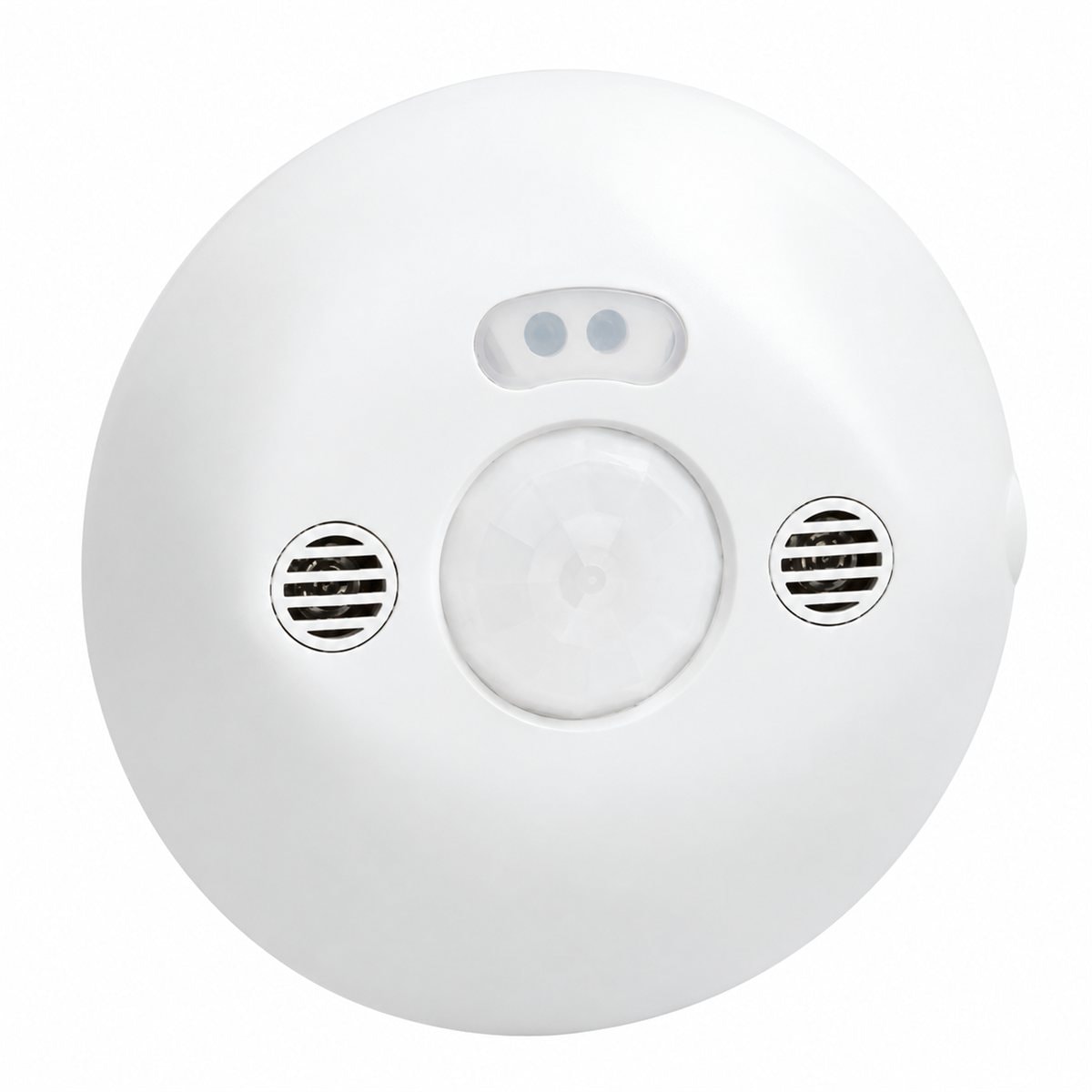 Cảm biến hồng ngoại và siêu âm, gắn trần, góc quét 360 độ Legrand trên nền trắng, ảnh sản phẩm chính diện