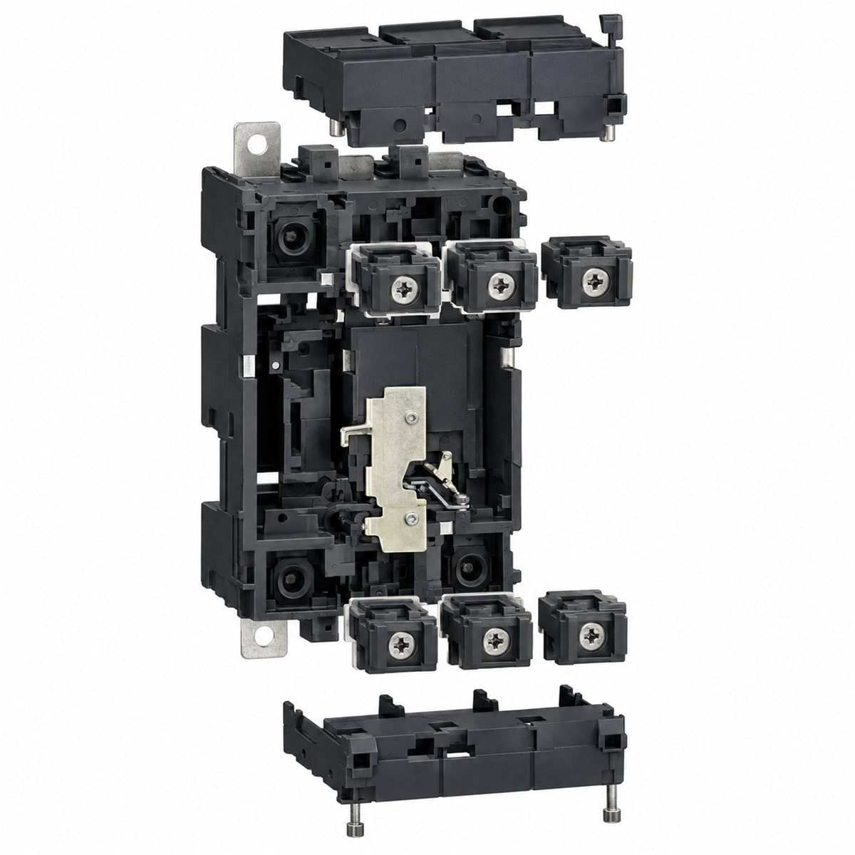 Bộ plug-in cho MCCB ComPacT NSX Schneider trên nền trắng, ảnh sản phẩm chính diện