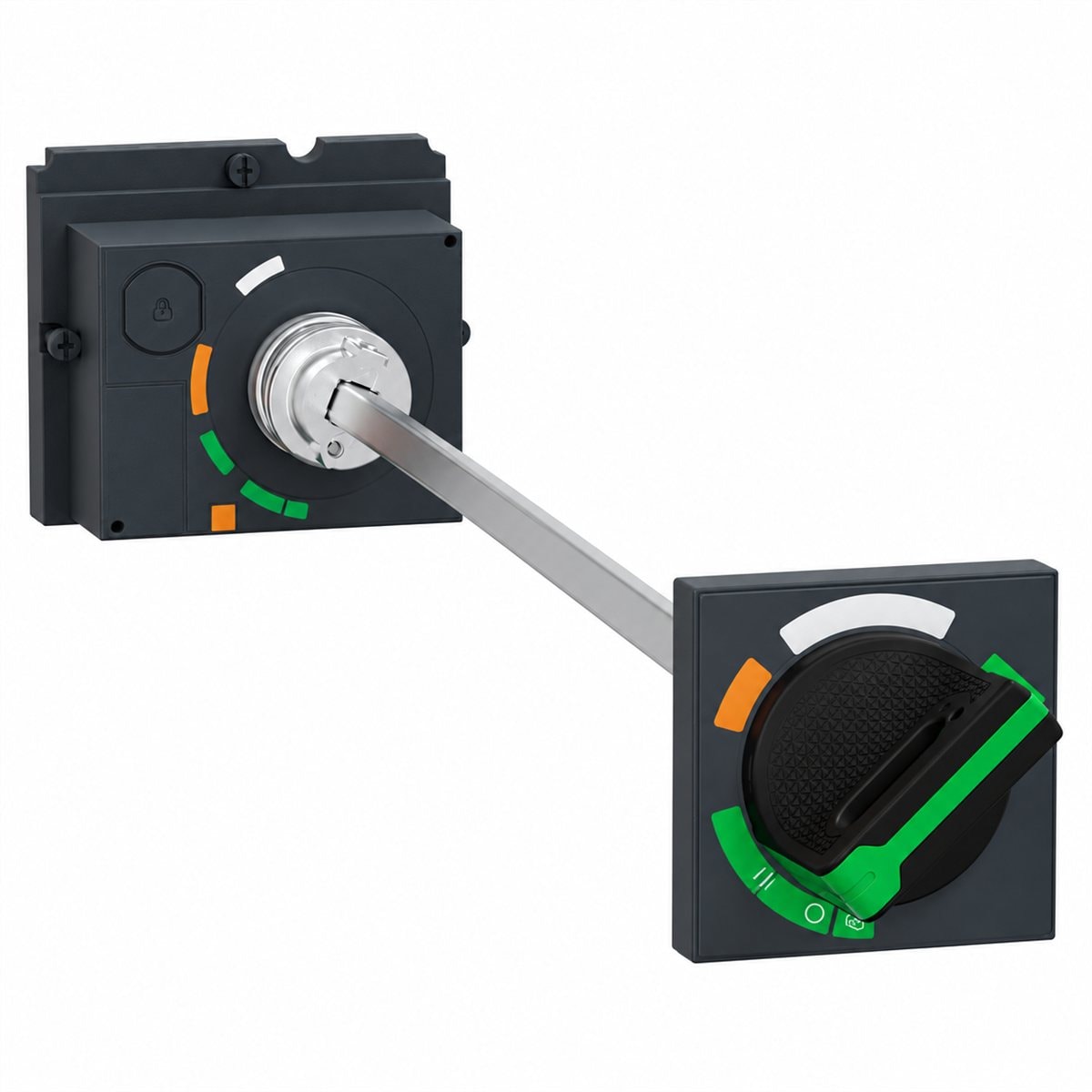 Tay xoay nối dài cho MCCB ComPacT NSX Schneider trên nền trắng, ảnh sản phẩm chính diện