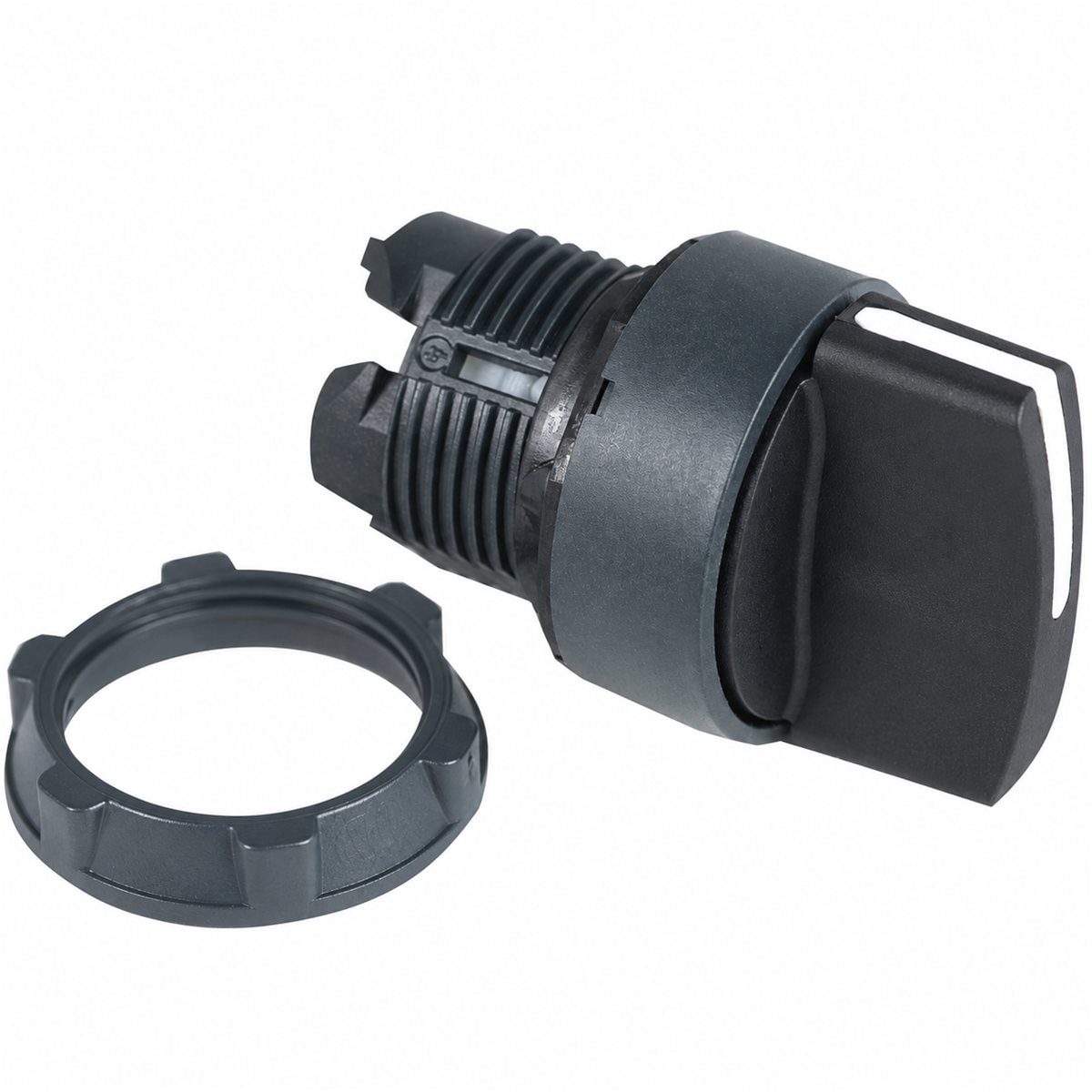 Đầu công tắc xoay tay nắm chuẩn (lắp ráp) Harmony XB5 Ø22 Schneider trên nền trắng, ảnh sản phẩm chính diện
