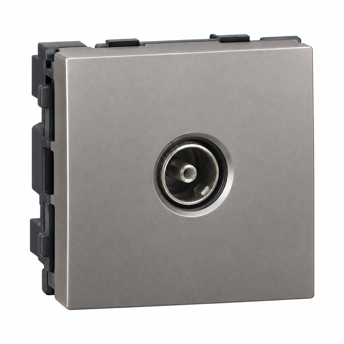 Ổ cắm TV đơn Mallia Senses Legrand trên nền trắng, ảnh sản phẩm chính diện