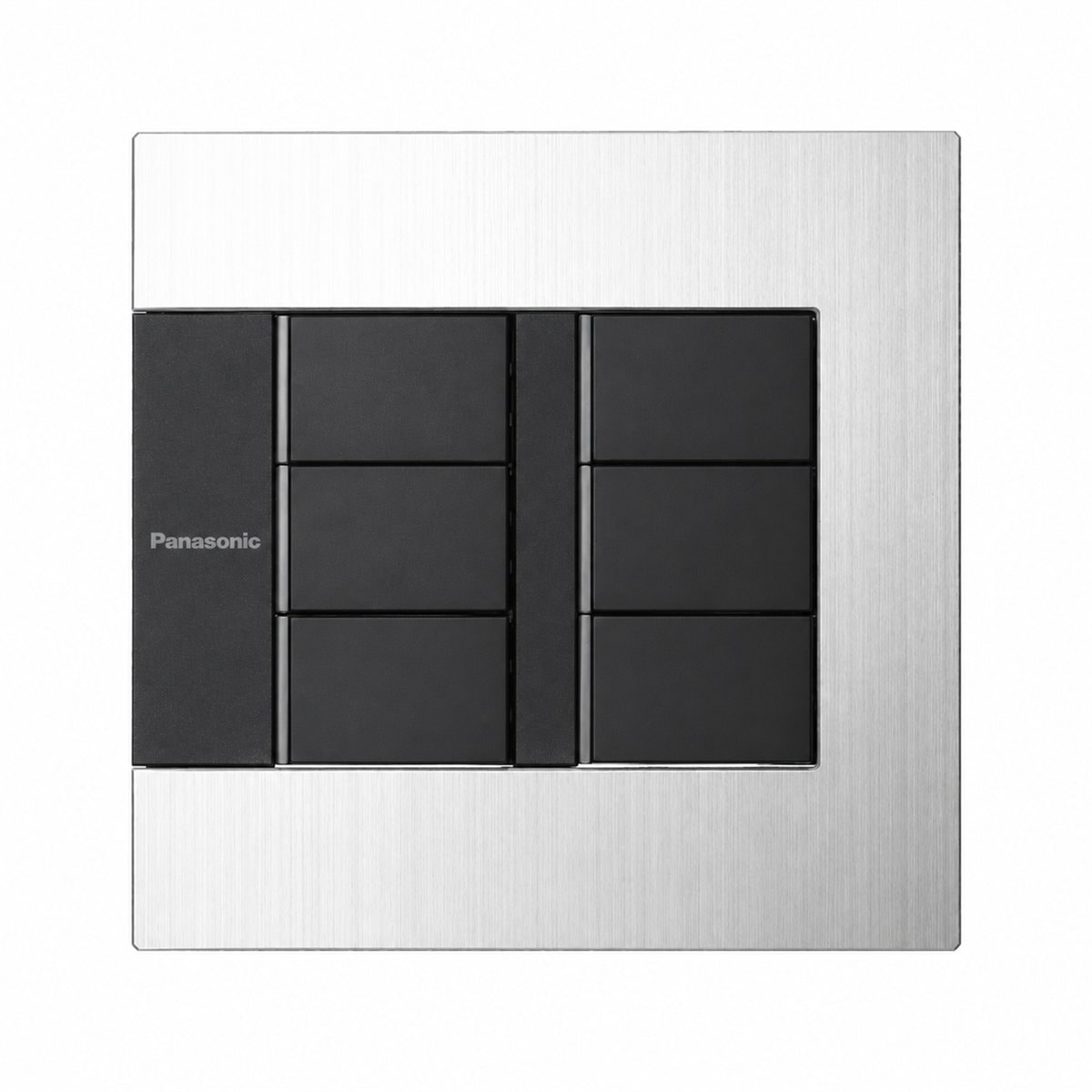 Bộ 6 công tắc có đèn báo Gen-X Panasonic trên nền trắng, ảnh sản phẩm chính diện