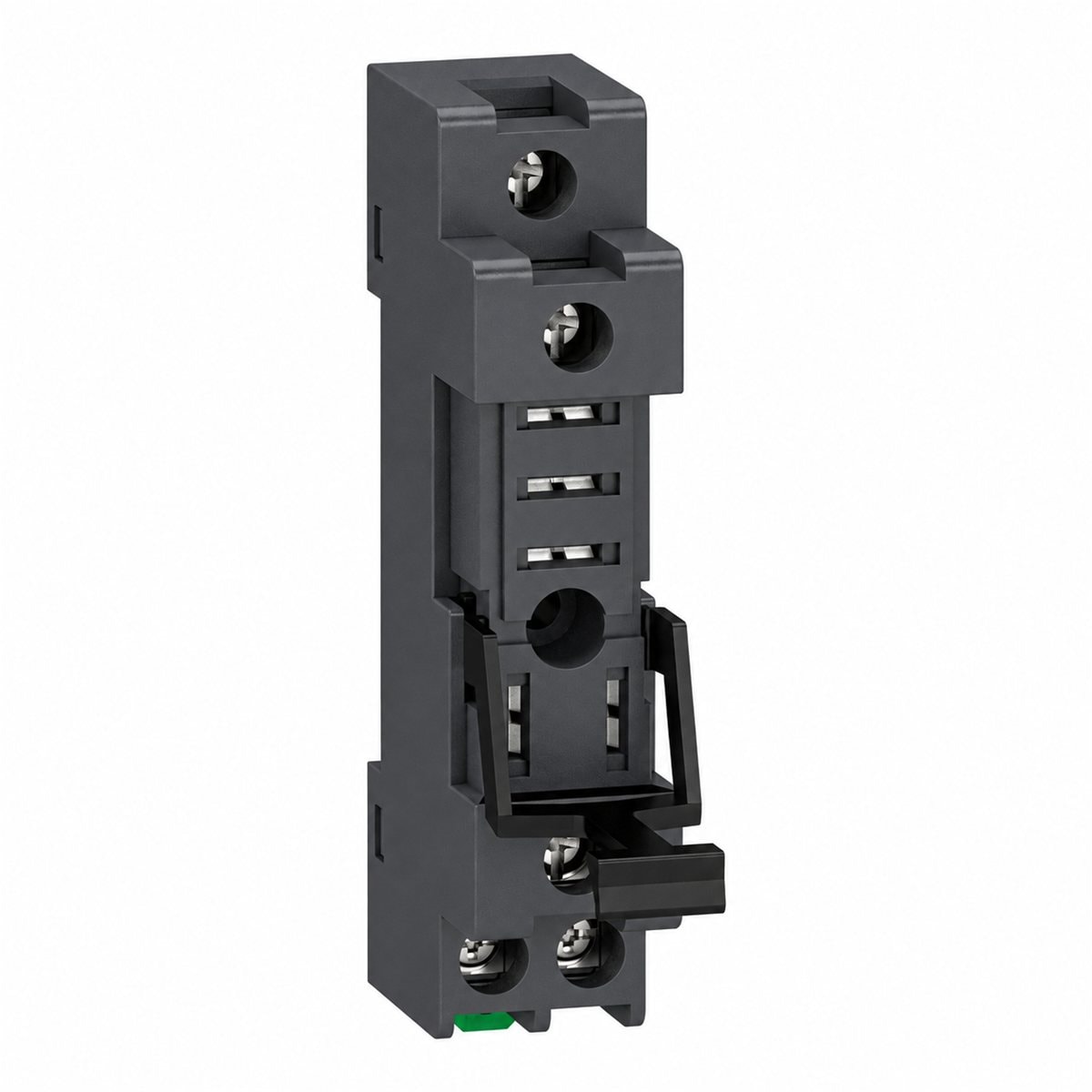 Đế RGZ cho rơ le RXG Schneider trên nền trắng, ảnh sản phẩm chính diện