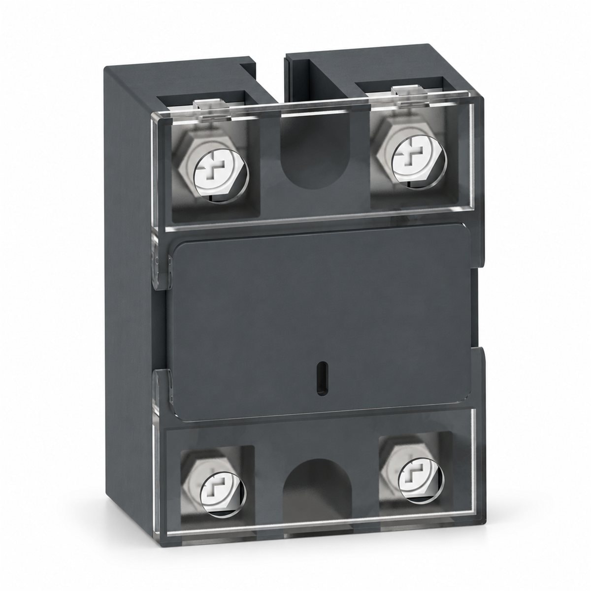 Rơ le bán dẫn 1 pha SSP1 Schneider trên nền trắng, ảnh sản phẩm chính diện