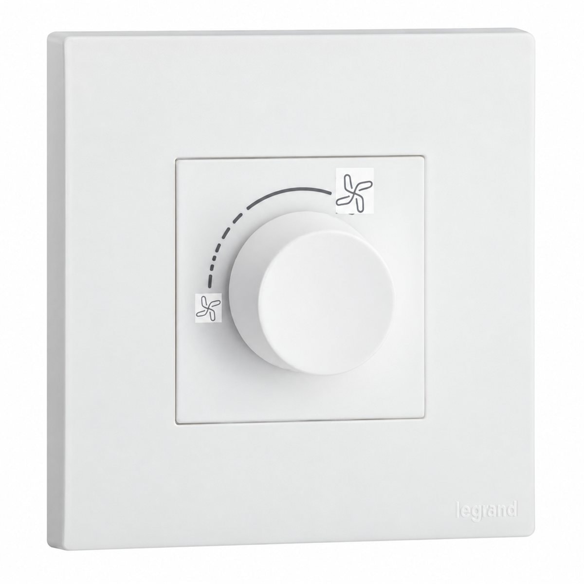 Điều chỉnh tốc độ quạt Obria Legrand trên nền trắng, ảnh sản phẩm chính diện