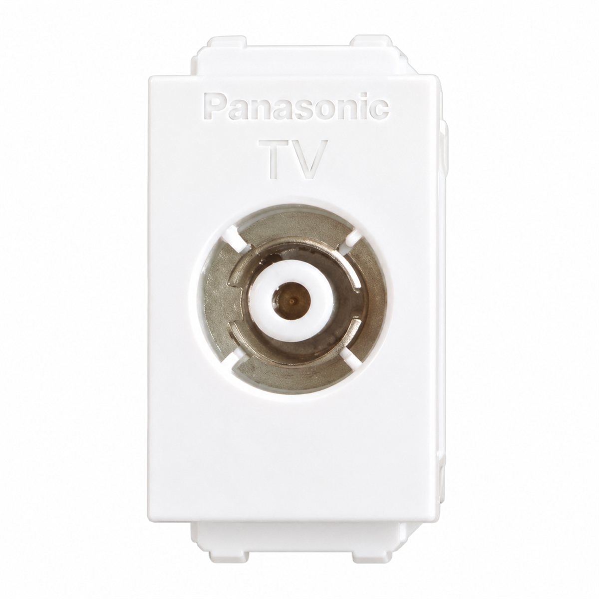 Ổ cắm anten TiVi, 75 Ohm Halumie Panasonic trên nền trắng, ảnh sản phẩm chính diện
