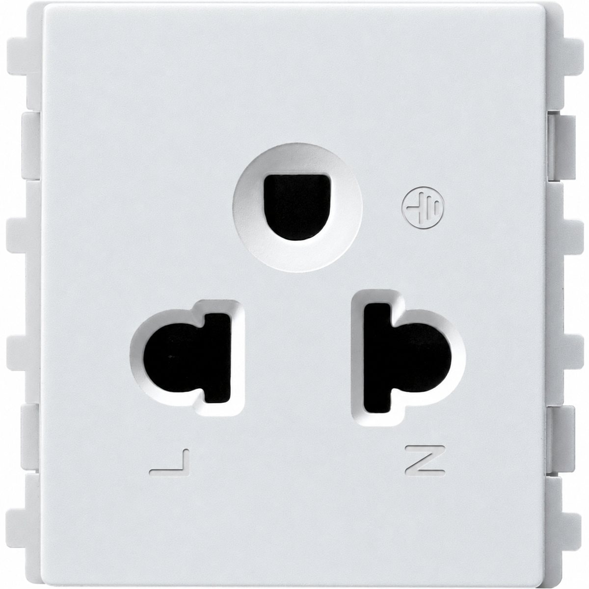 Ổ cắm đơn 3 chấu ZENcelo A Schneider trên nền trắng, ảnh sản phẩm chính diện