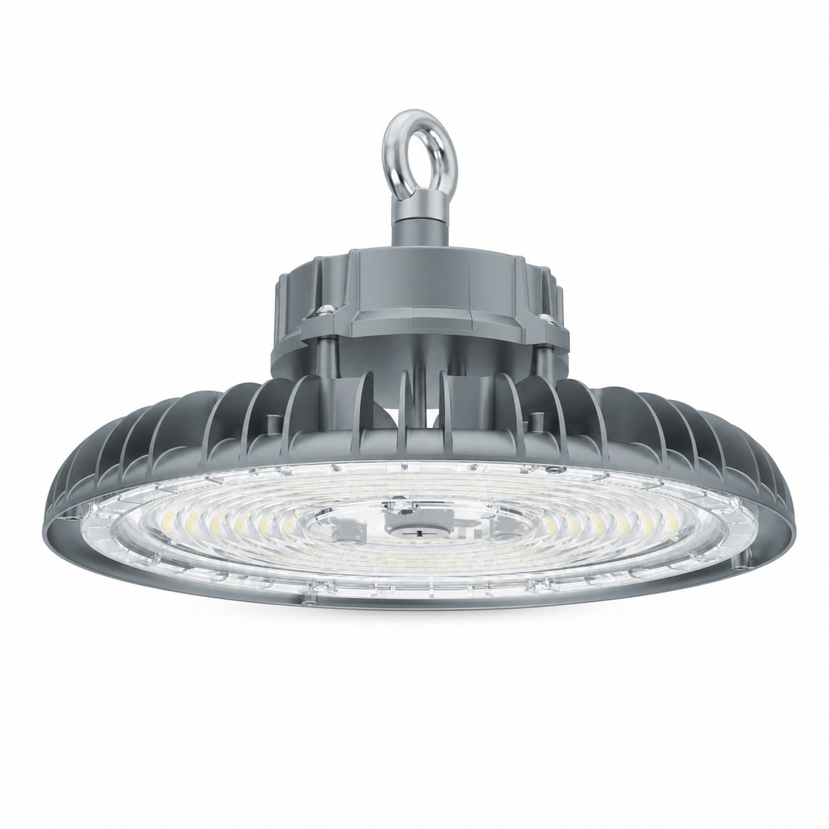 Đèn LEDCOMFO Highbay V4 trên nền trắng, ảnh sản phẩm chính diện