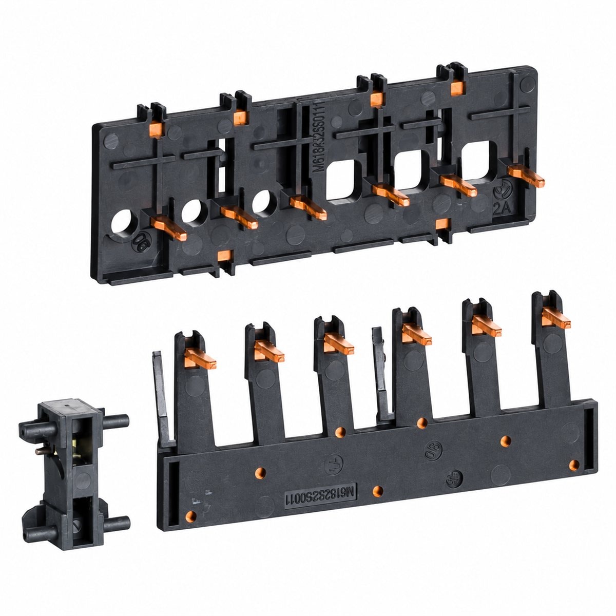 Bộ lắp contactor đảo chiều TeSys LC1D Schneider trên nền trắng, ảnh sản phẩm chính diện