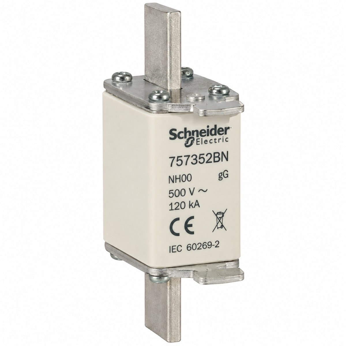 Cầu chì Schneider trên nền trắng, ảnh sản phẩm chính diện