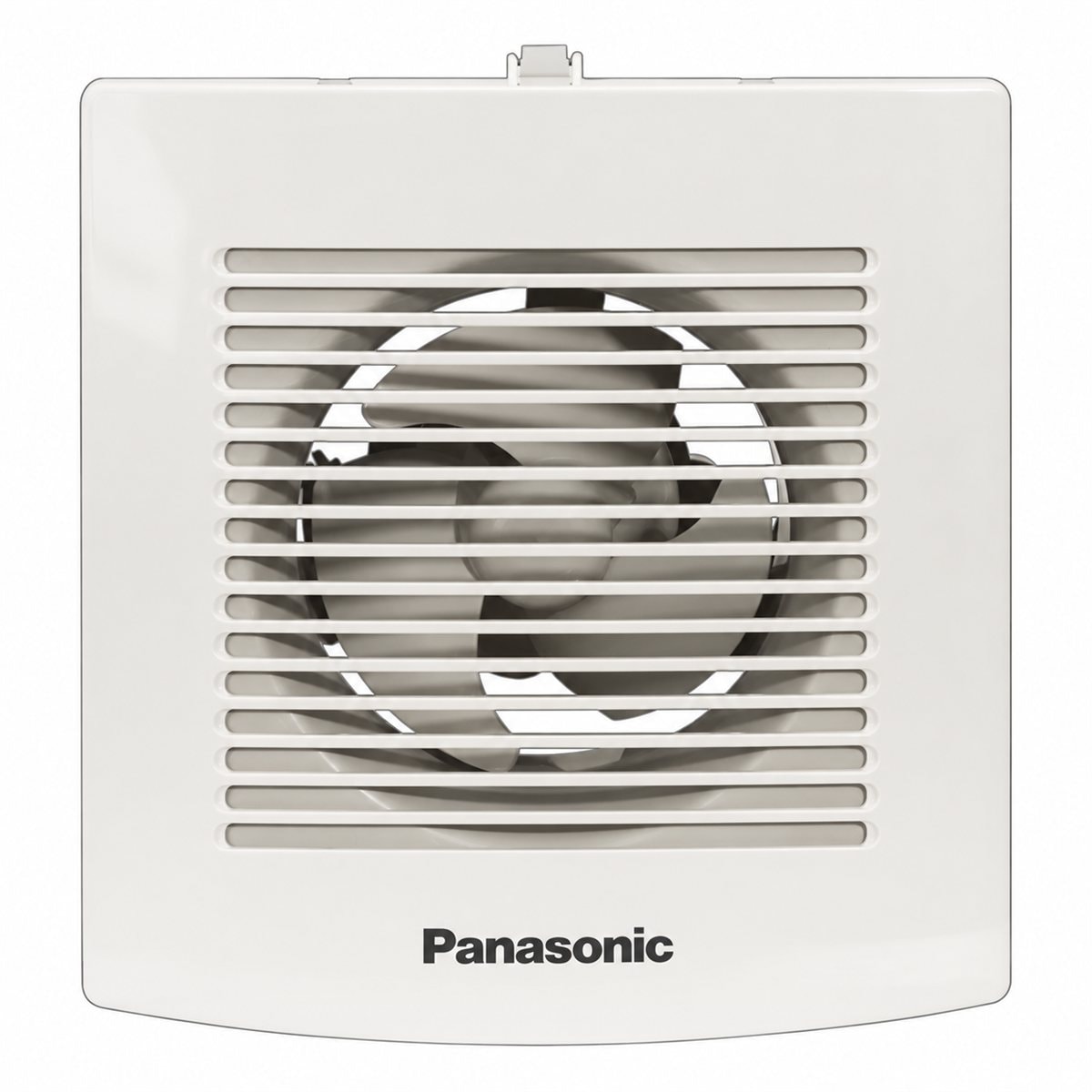 Quạt hút nhà tắm có lá lật Panasonic trên nền trắng, ảnh sản phẩm chính diện
