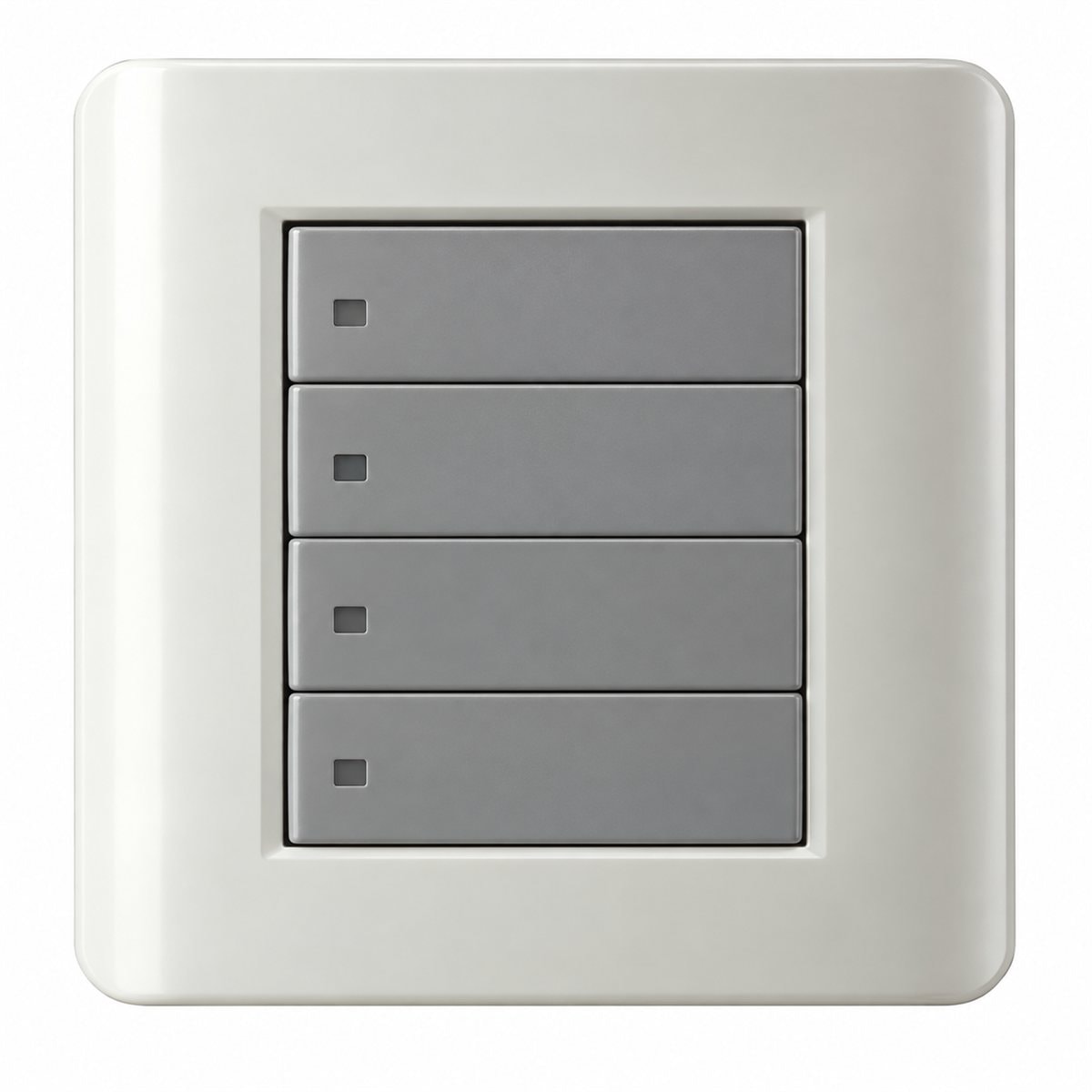 Công tắc bốn 16A ZENcelo Schneider trên nền trắng, ảnh sản phẩm chính diện