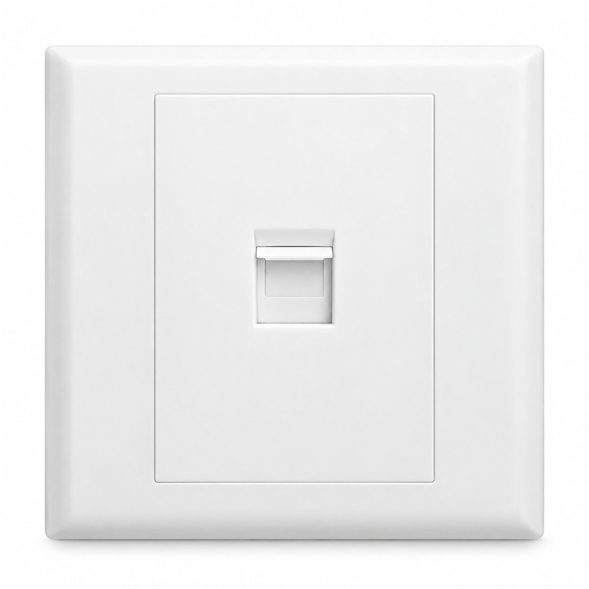 Ổ cắm mạng cat5e đơn Eloé Legrand trên nền trắng, ảnh sản phẩm chính diện