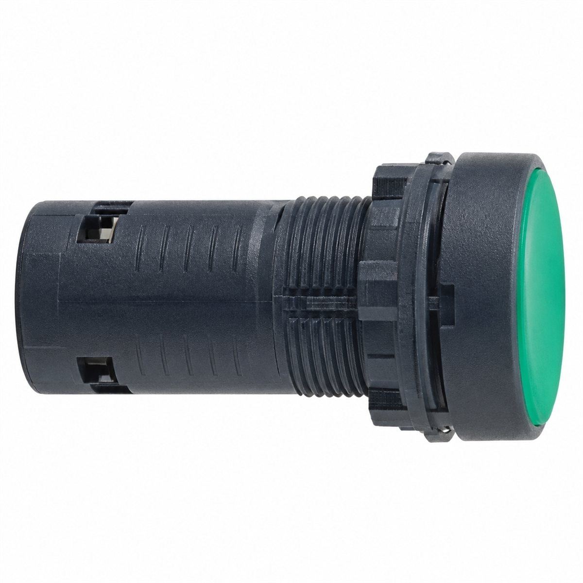 Nút nhấn phẳng Harmony XB7 Ø22 Schneider trên nền trắng, ảnh sản phẩm chính diện