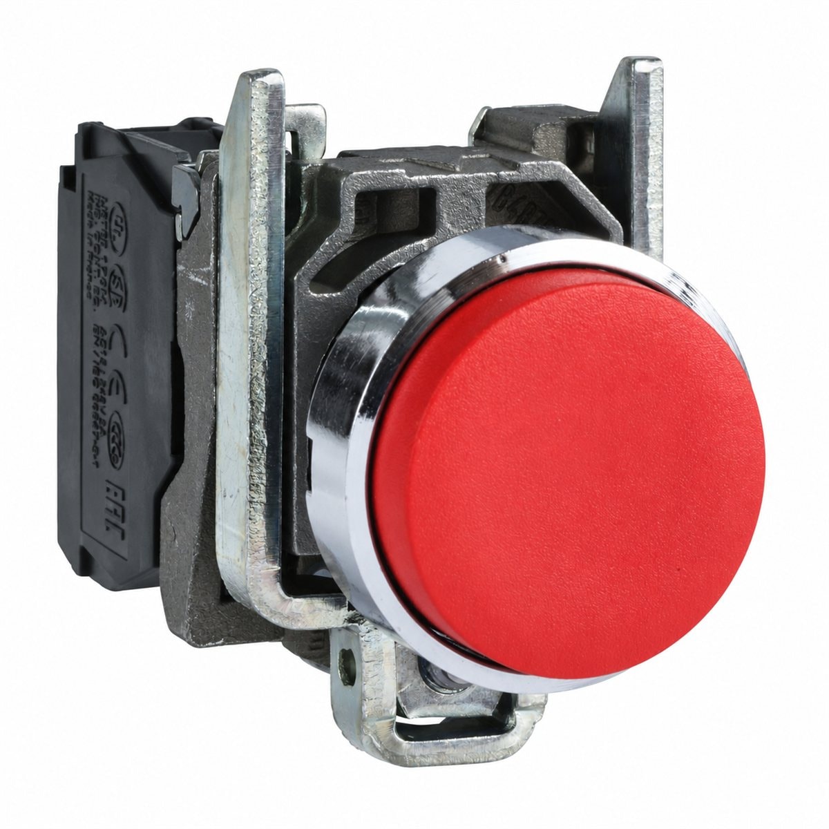 Nút nhấn nhô trọn bộ Harmony XB4 Schneider trên nền trắng, ảnh sản phẩm chính diện