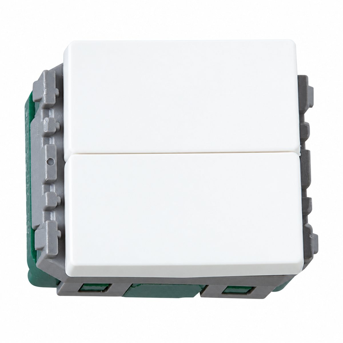 Công tắc C, 2 chiều, loại đôi, cỡ trung Halumie Panasonic trên nền trắng, ảnh sản phẩm chính diện