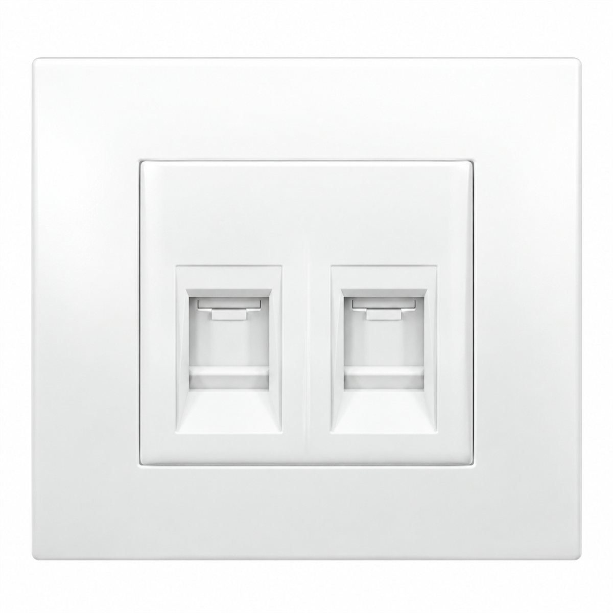 Ổ mạng đôi Vivace Schneider trên nền trắng, ảnh sản phẩm chính diện