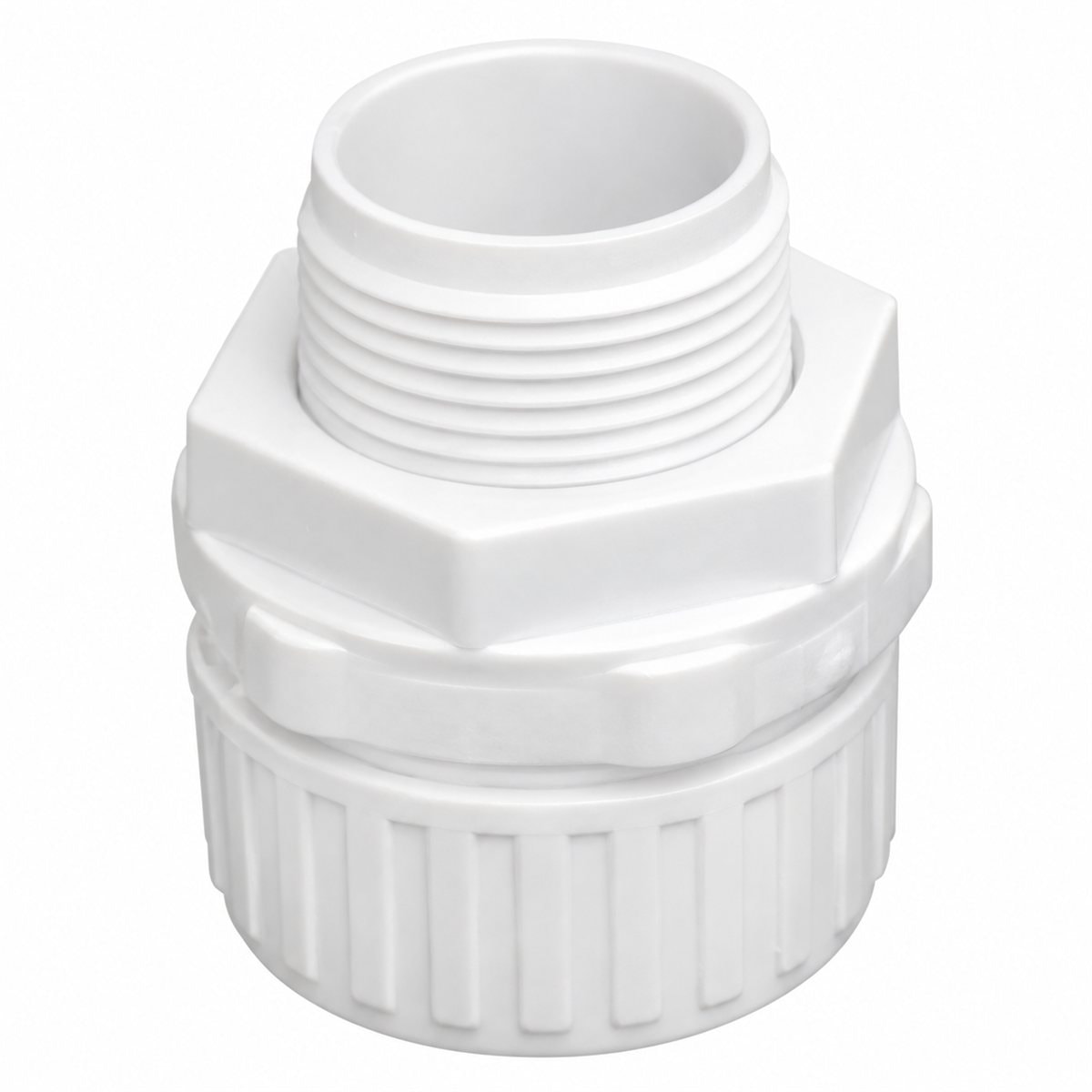 Đầu nối ống mềm PVC ống luồn PVC Panasonic trên nền trắng, ảnh sản phẩm chính diện
