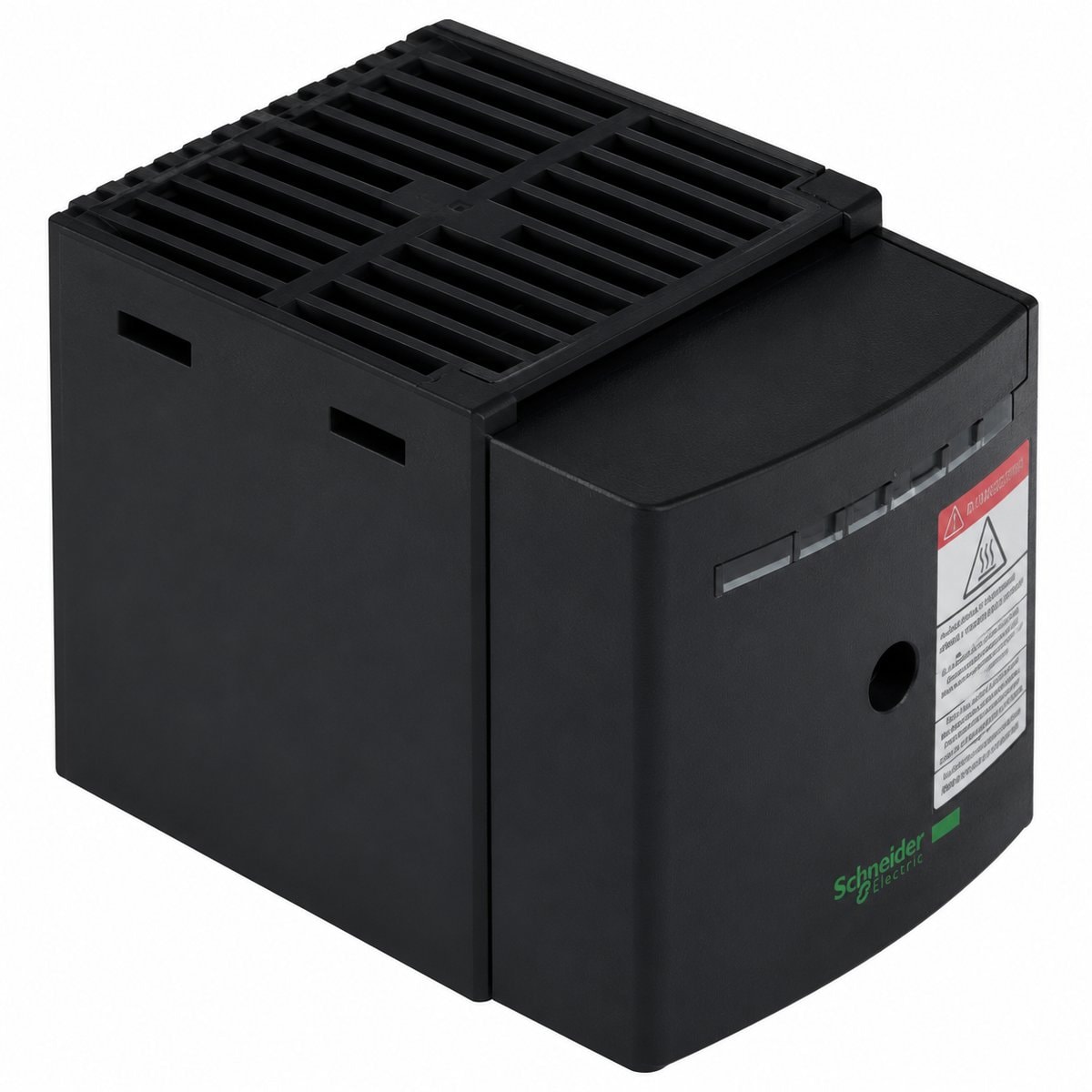 Điện trở sưởi tủ điện Schneider trên nền trắng, ảnh sản phẩm chính diện