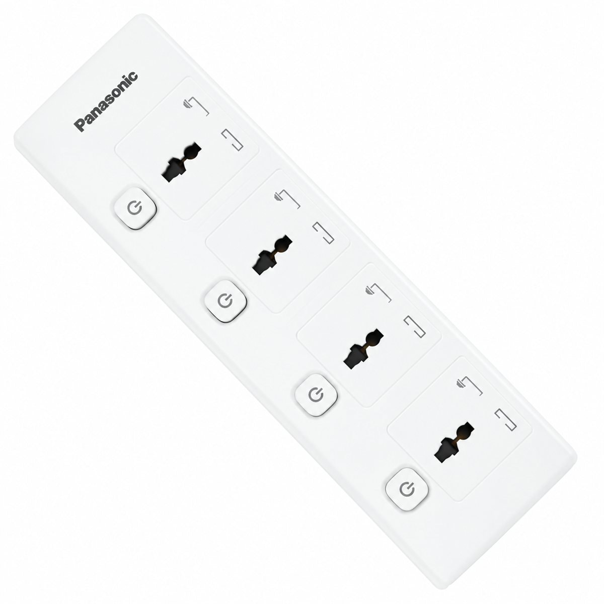 Ổ cắm có dây 4 ổ đa năng + 4 công tắc Panasonic trên nền trắng, ảnh sản phẩm chính diện