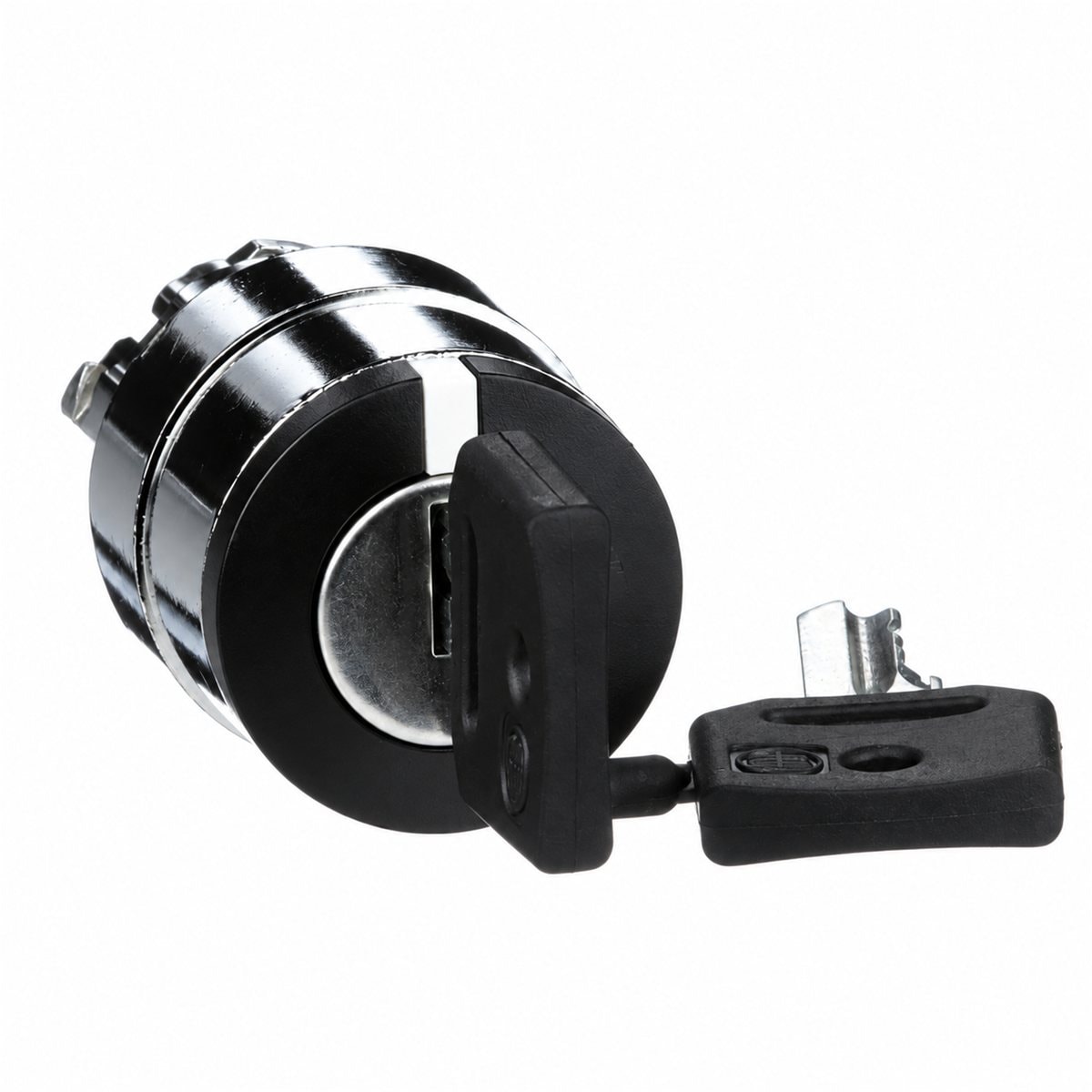 Đầu công tắc chìa khoá Harmony XB4 Schneider trên nền trắng, ảnh sản phẩm chính diện