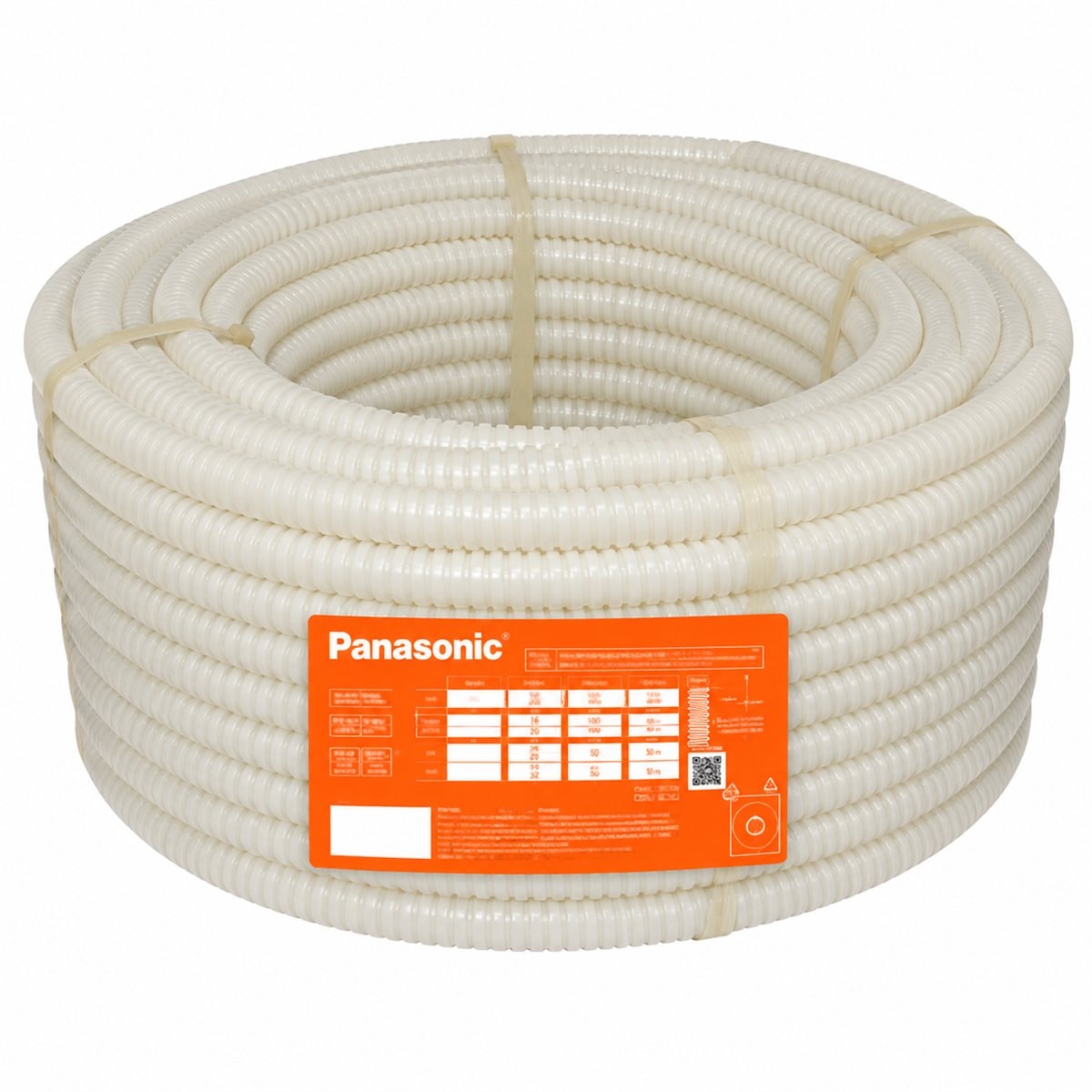 Ống luồn dây điện dạng xoắn Panasonic trên nền trắng, ảnh sản phẩm chính diện