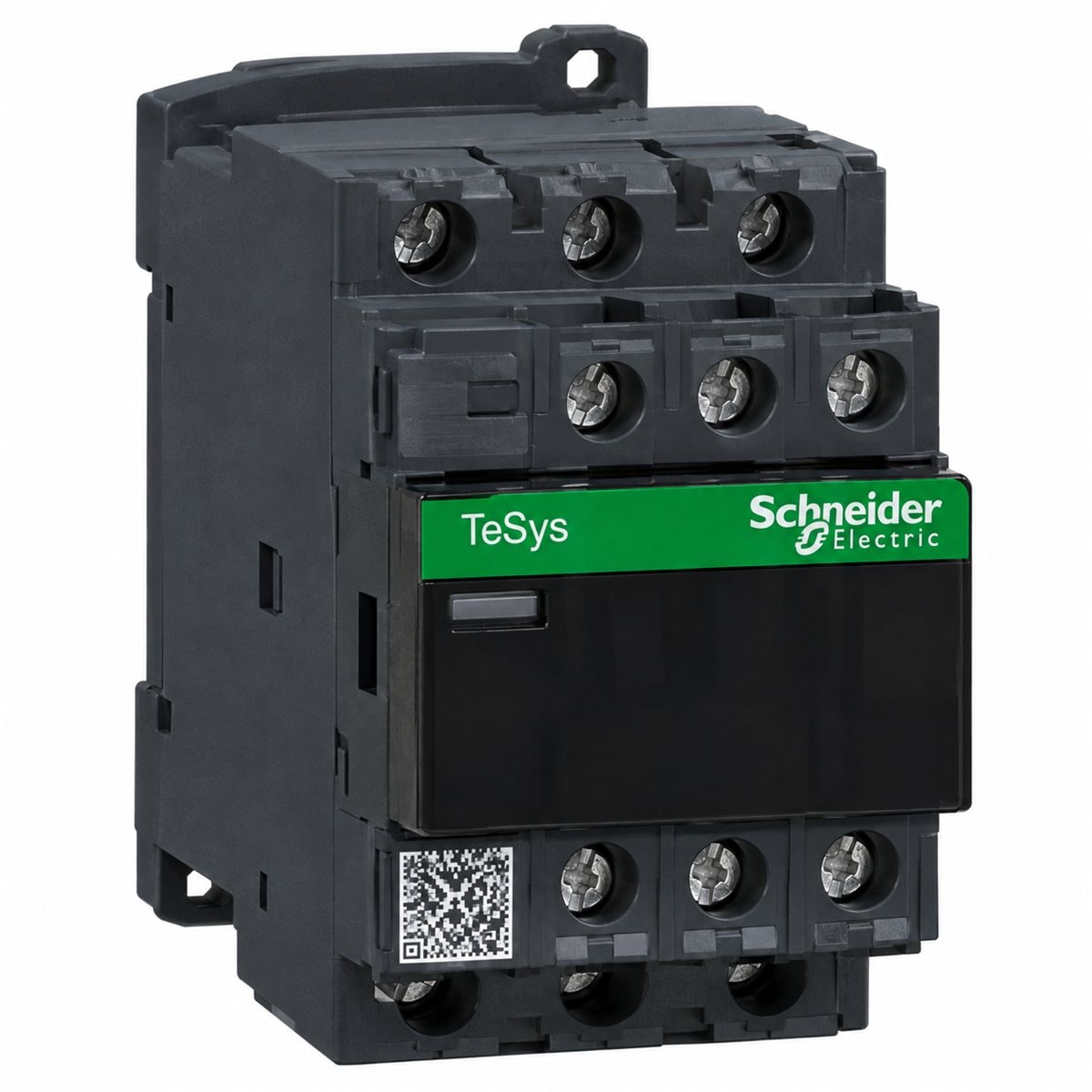 Rơ le điều khiển TeSys D Schneider trên nền trắng, ảnh sản phẩm chính diện