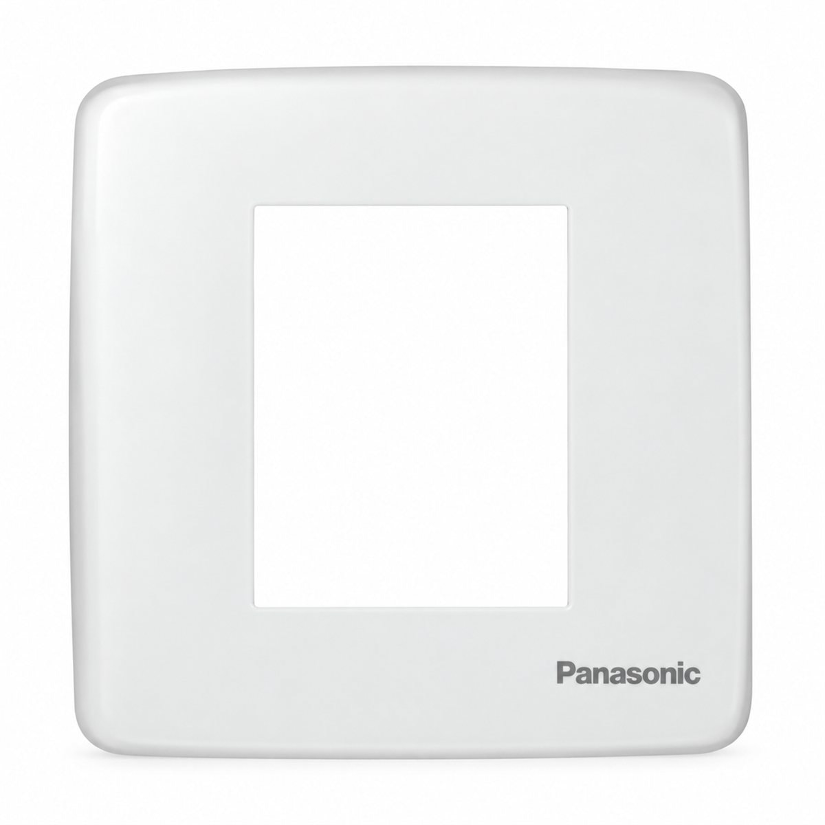 Mặt vuông dùng cho 2 thiết bị/ ổ đơn 3 chấu Minerva Panasonic trên nền trắng, ảnh sản phẩm chính diện