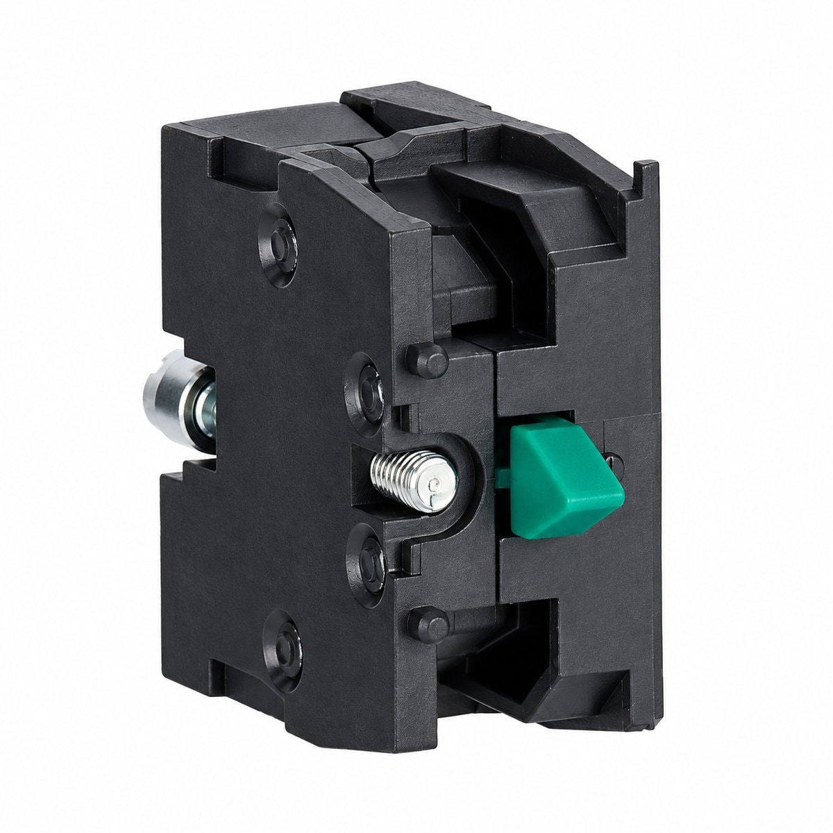 Khối tiếp điểm bổ sung Easy Harmony XB2 Schneider trên nền trắng, ảnh sản phẩm chính diện