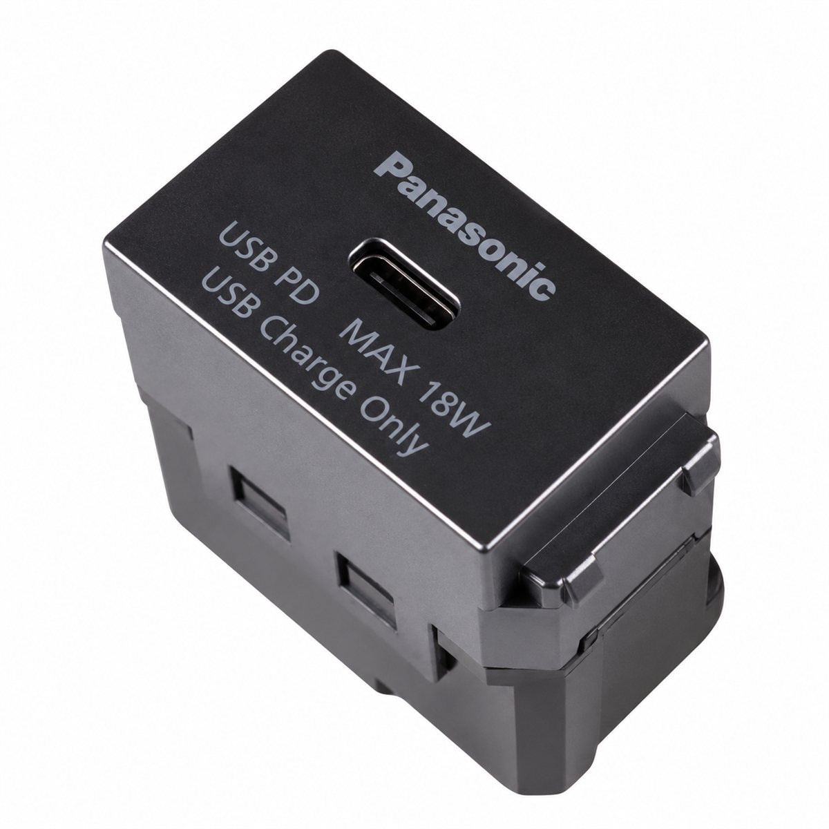 Ổ cắm USB 1 cổng C, PD Full Color Wide Panasonic trên nền trắng, ảnh sản phẩm chính diện