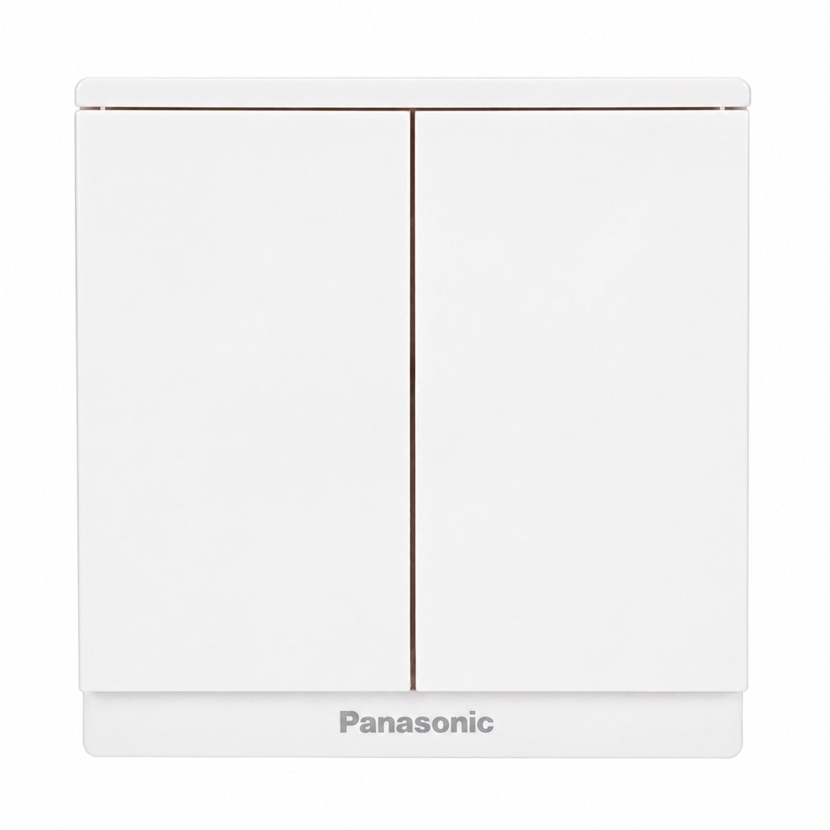 Bộ 2 công tắc E, đảo chiều, bắt vít Moderva Panasonic trên nền trắng, ảnh sản phẩm chính diện