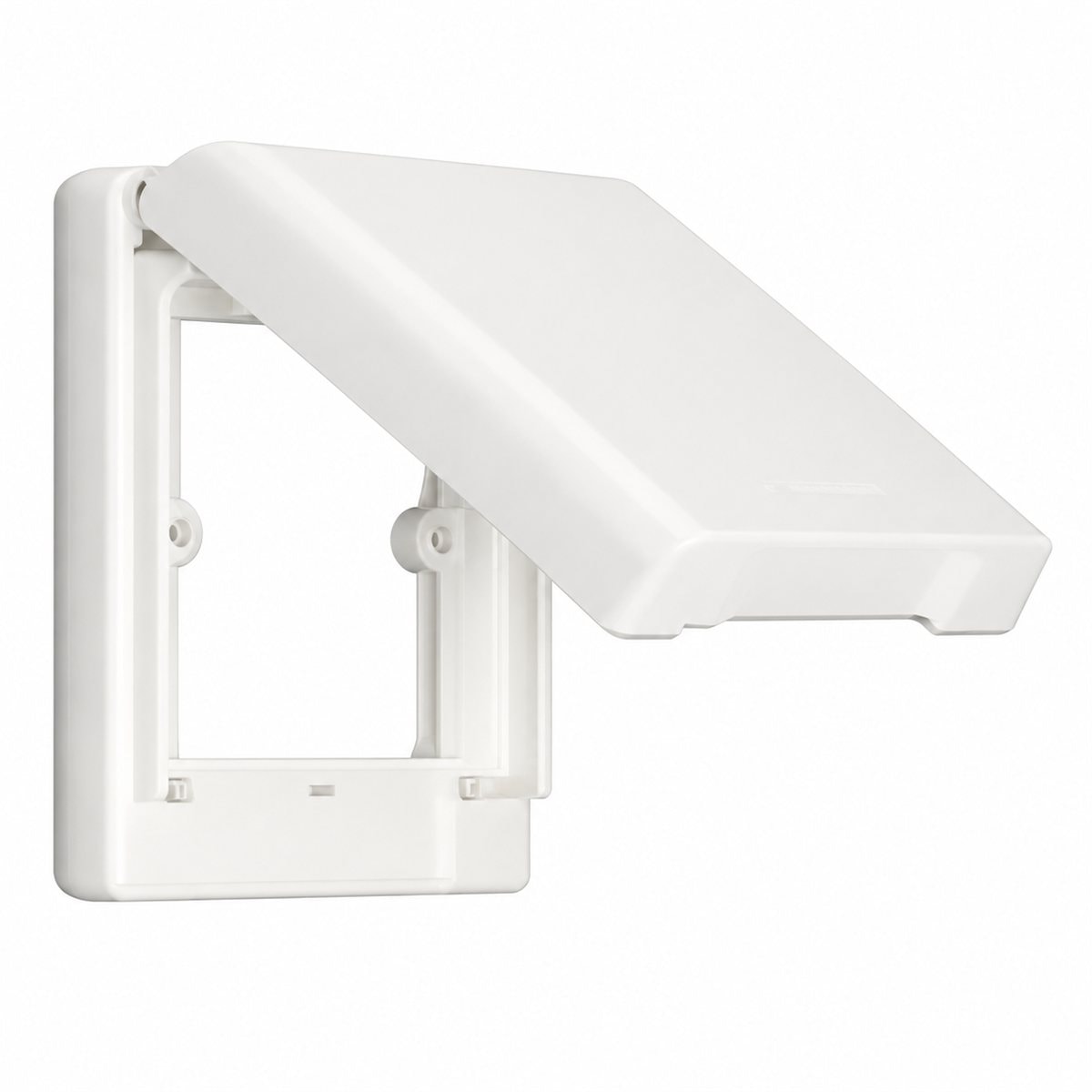 Mặt vuông có nắp che mưa IP43 chuẩn BS Wide Panasonic trên nền trắng, ảnh sản phẩm chính diện