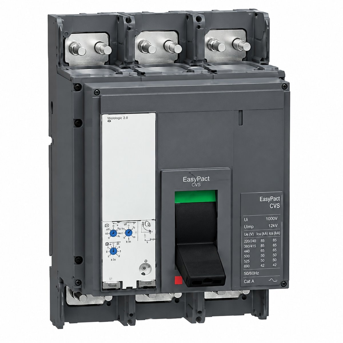 MCCB EasyPact CVS 800-1600A Schneider trên nền trắng, ảnh sản phẩm chính diện