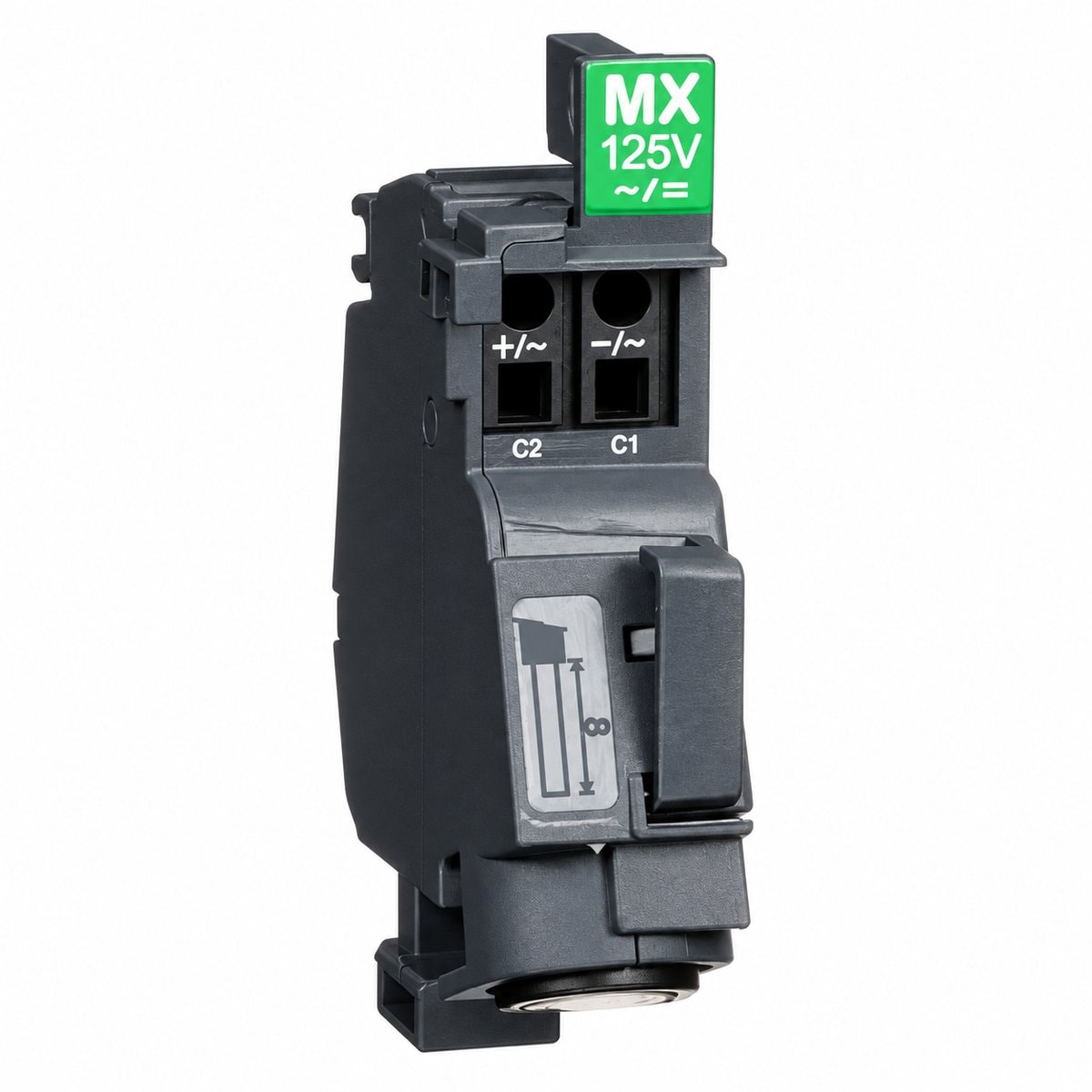 Cuộn MX/MN cho MCCB ComPacT NSXm Schneider trên nền trắng, ảnh sản phẩm chính diện