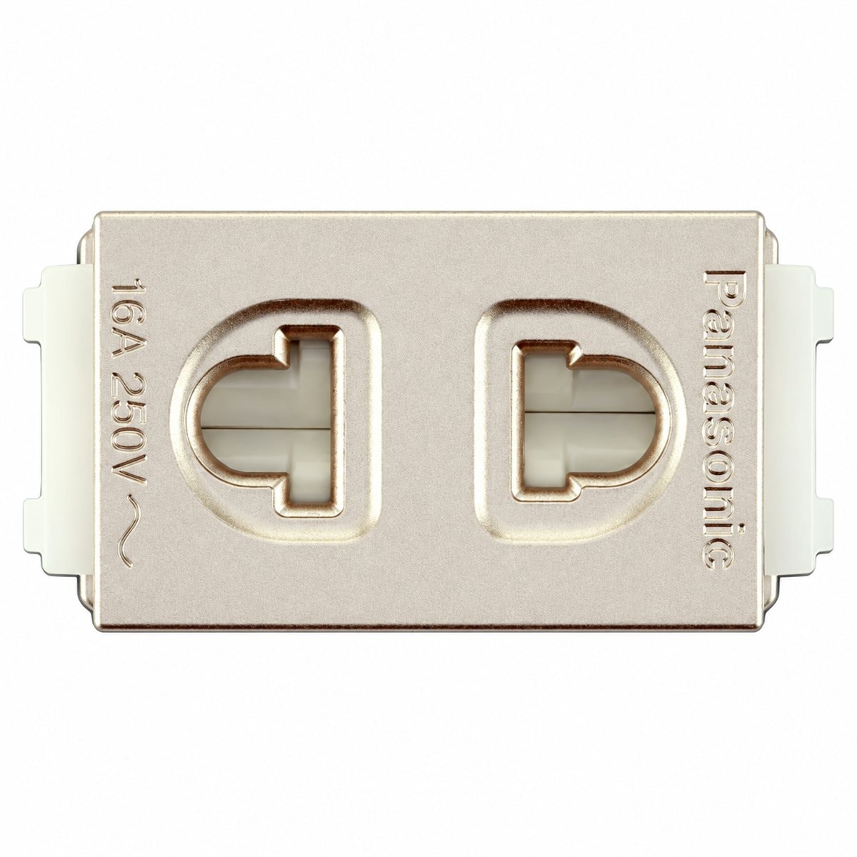 Ổ cắm đơn có màn che Halumie Panasonic trên nền trắng, ảnh sản phẩm chính diện