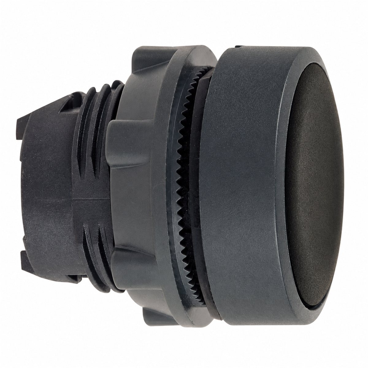 Đầu nút nhấn phẳng Harmony XB5 Schneider trên nền trắng, ảnh sản phẩm chính diện