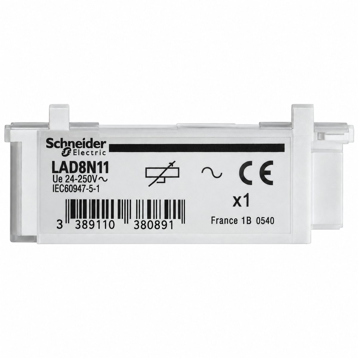 Phụ kiện TeSys LC1D Schneider trên nền trắng, ảnh sản phẩm chính diện