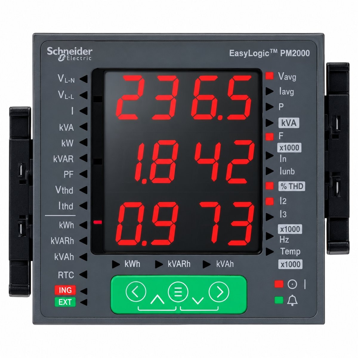 Đồng hồ đo điện Easy Choice PM2000, DM6000H Schneider trên nền trắng, ảnh sản phẩm chính diện
