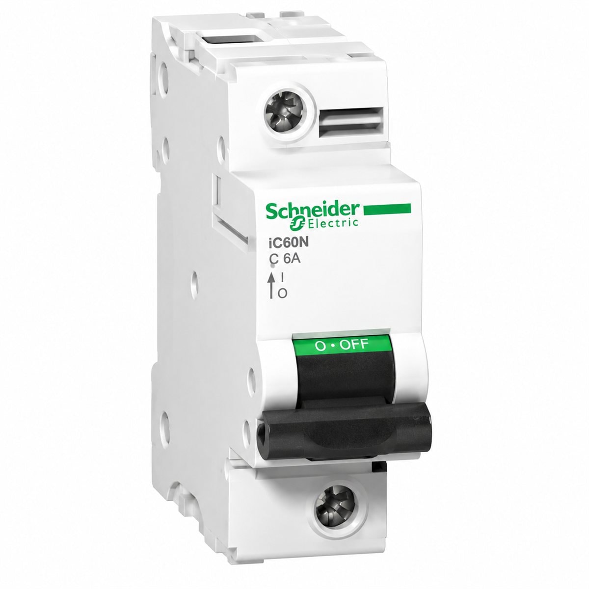 MCB Acti9 C120N Schneider trên nền trắng, ảnh sản phẩm chính diện