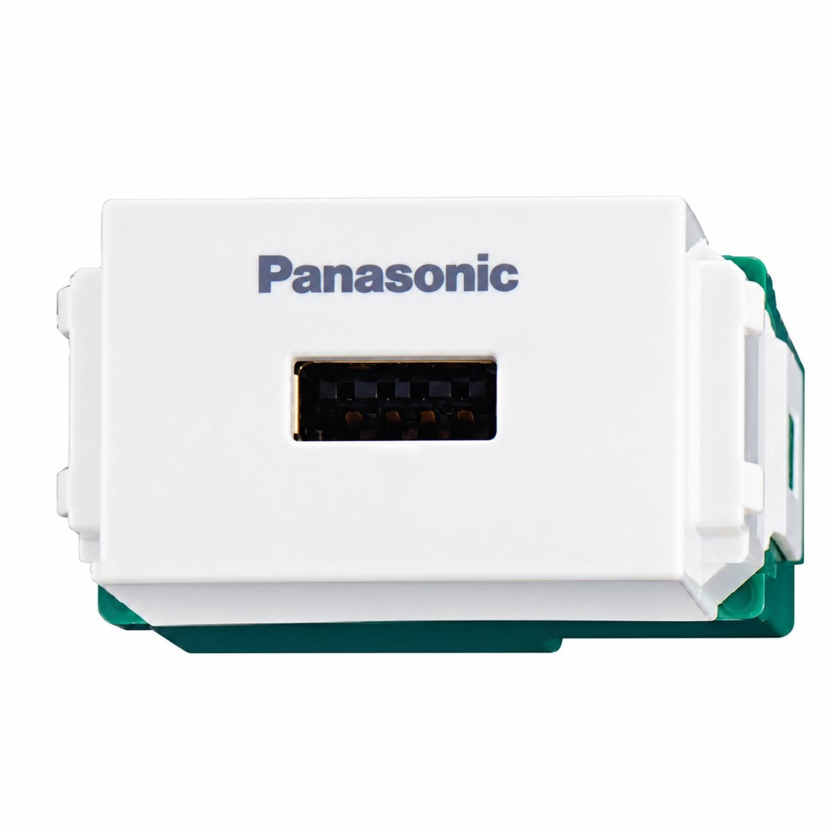 Ổ cắm USB 1 cổng Full Color Wide Panasonic trên nền trắng, ảnh sản phẩm chính diện