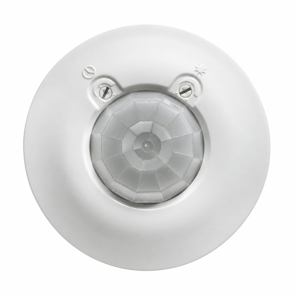 Cảm biến hồng ngoại gắn trần, góc quét 360 độ Legrand trên nền trắng, ảnh sản phẩm chính diện