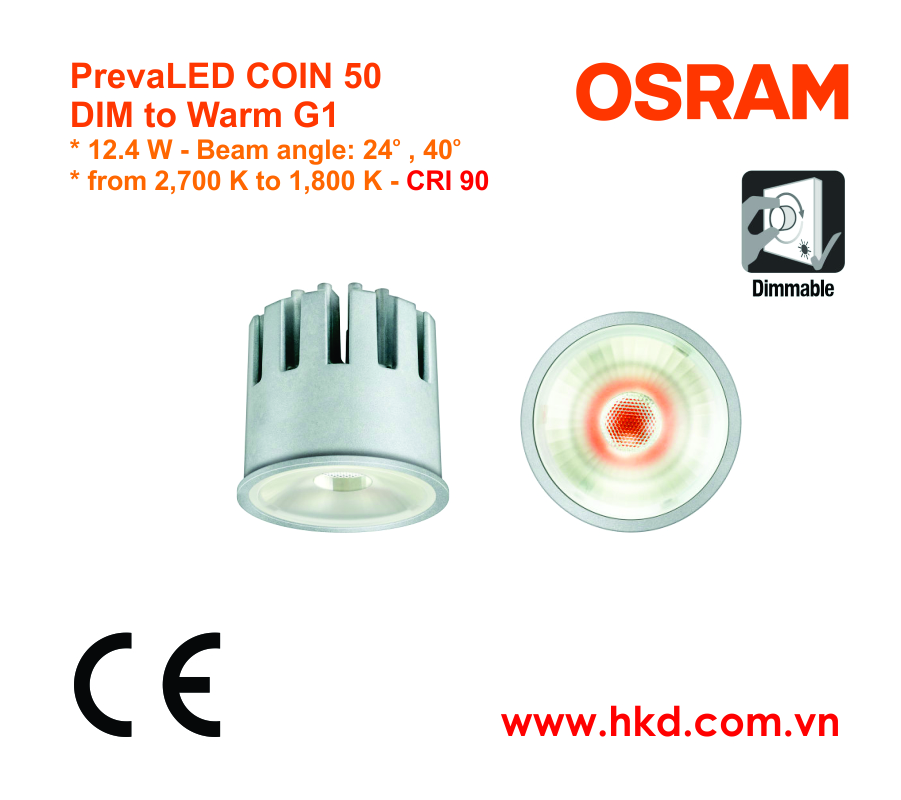 PrevaLED COIN 50 DIM to Warm G1 OSRAM