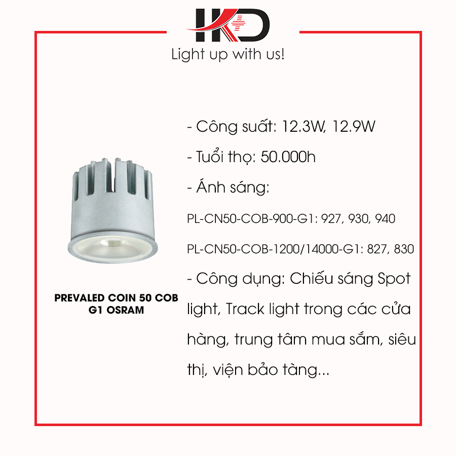 Prevaled Coin 50 COB G1 OSRAM