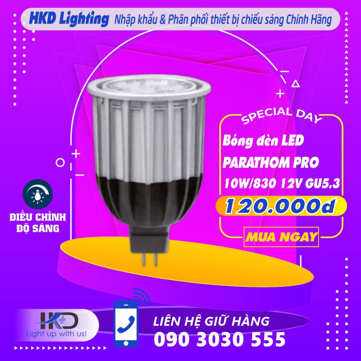 Bóng đèn LED PARATHOM PRO 10W/830 12V GU5.3 OSRAM - Tuổi thọ bền lâu, Ánh sáng chất lượng, Thay thế dễ dàng